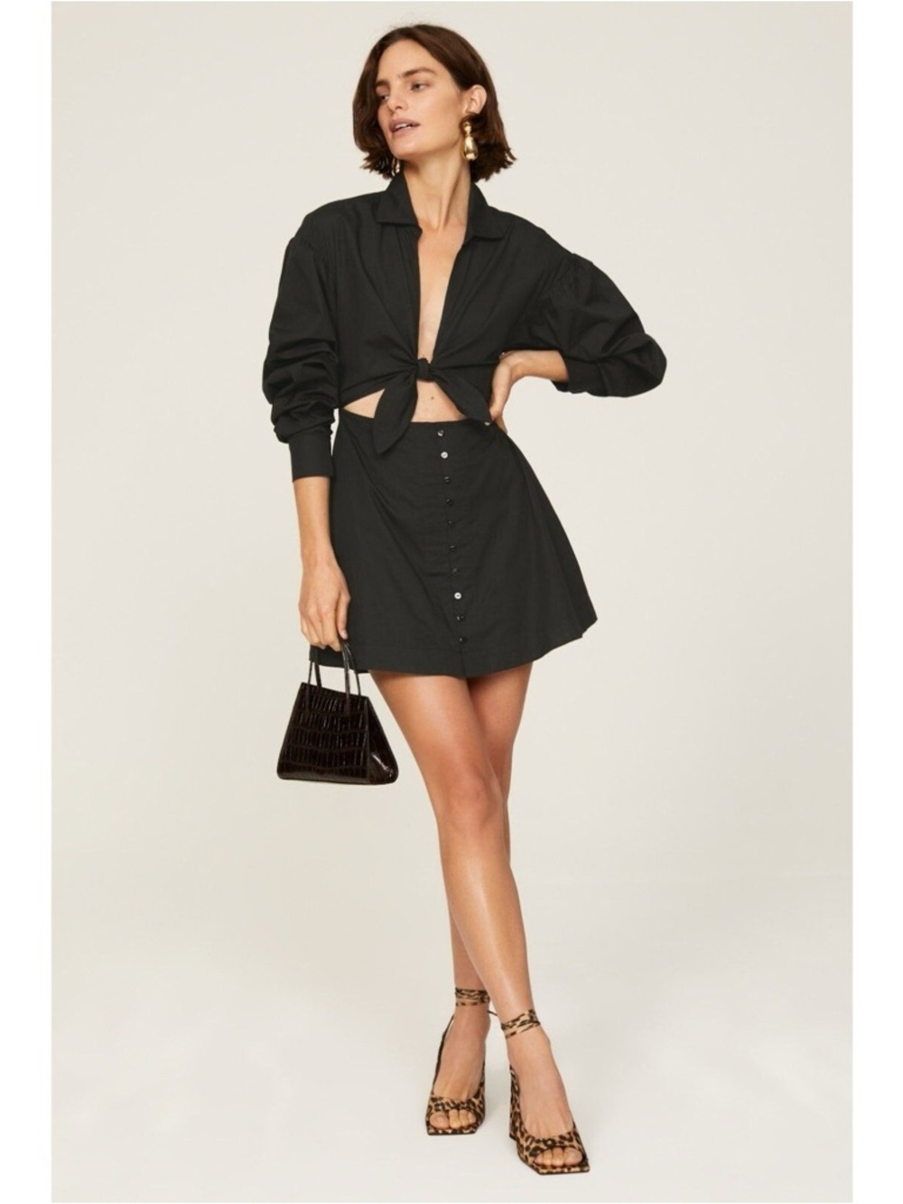 For Love & Lemons Jocelyn Black Cutout Mini Dress Organic Cotton  25249